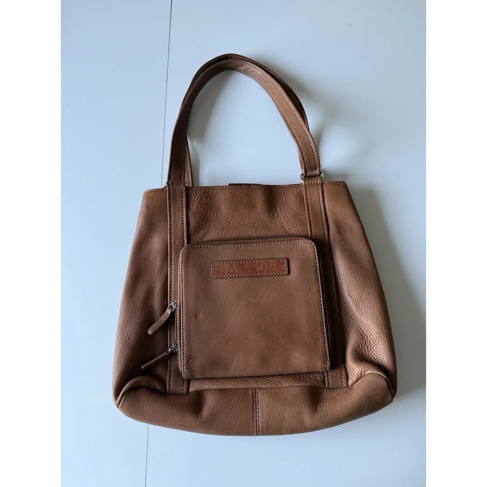 VTG Fossil 1954 #75082 Brown Pebbled Leather Messenger Purse Handbag‎
